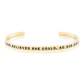 MantraBand She Believed She Could Gold Bangle